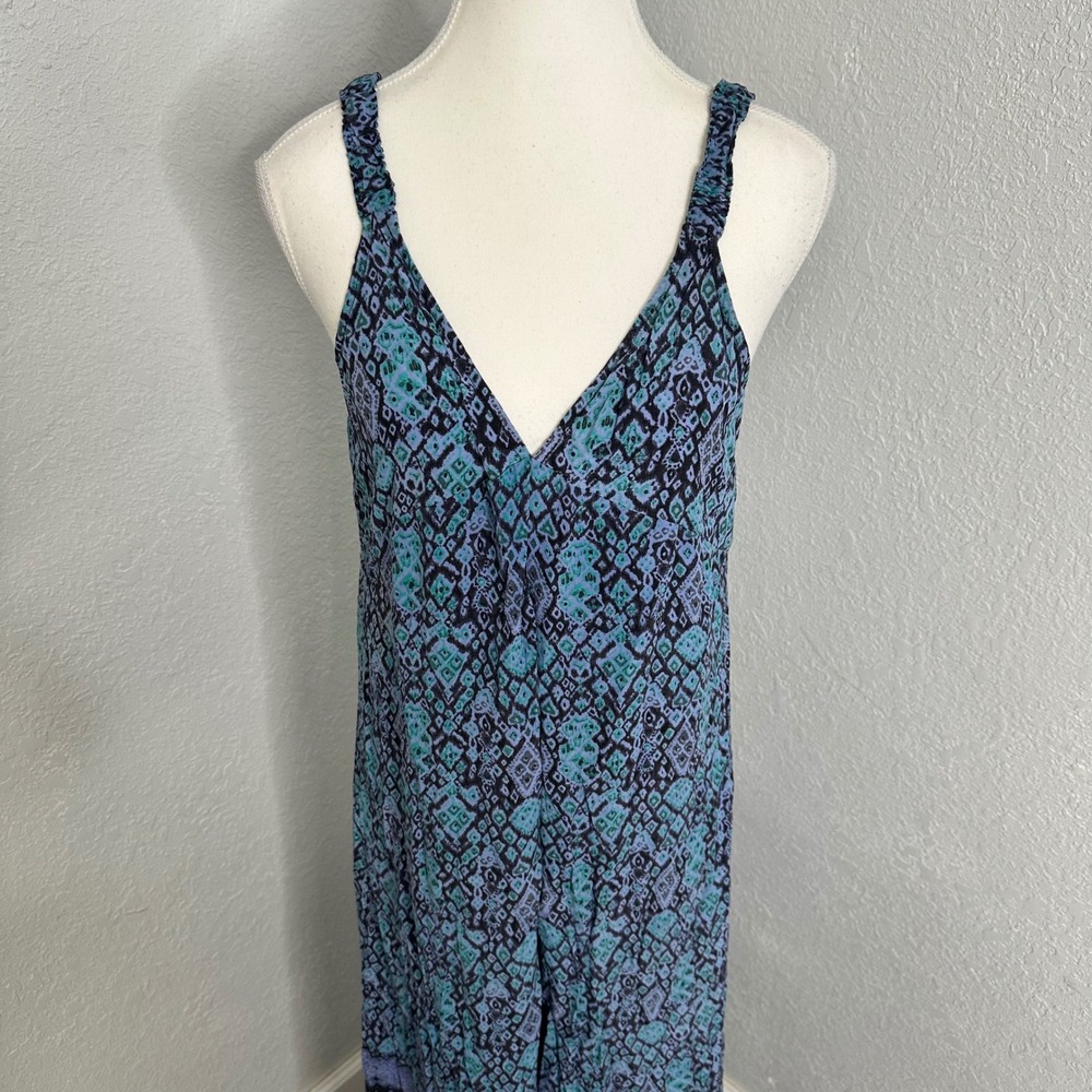 Joie Maxi Dress Silk Blue Teal‎ Paisley Print Spaghetti Strap Tie Back Size S - Picture 3 of 9